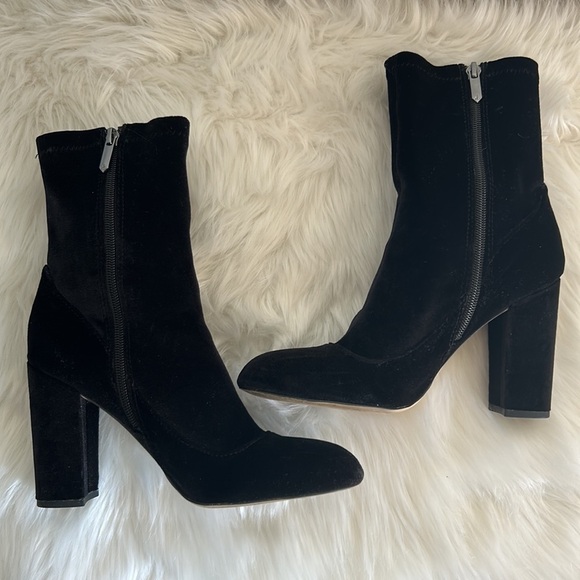 Sam Edelman Black Velvet Calexa Sock Boots Size 7.5 - Picture 4 of 11